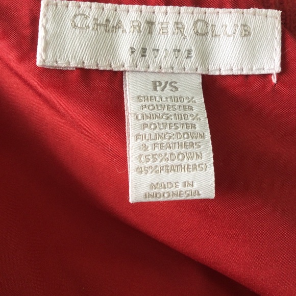 Charter Club Red Toggle Down Vest, Small - Picture 7 of 9